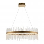 Cortez - Brushed Gold LED Pendant with Twisted Glass Rods Cortez - Brushed Gold LED Pendant with Twisted Glass Rods