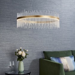 Cortez - Brushed Gold LED Pendant with Twisted Glass Rods Cortez - Brushed Gold LED Pendant with Twisted Glass Rods