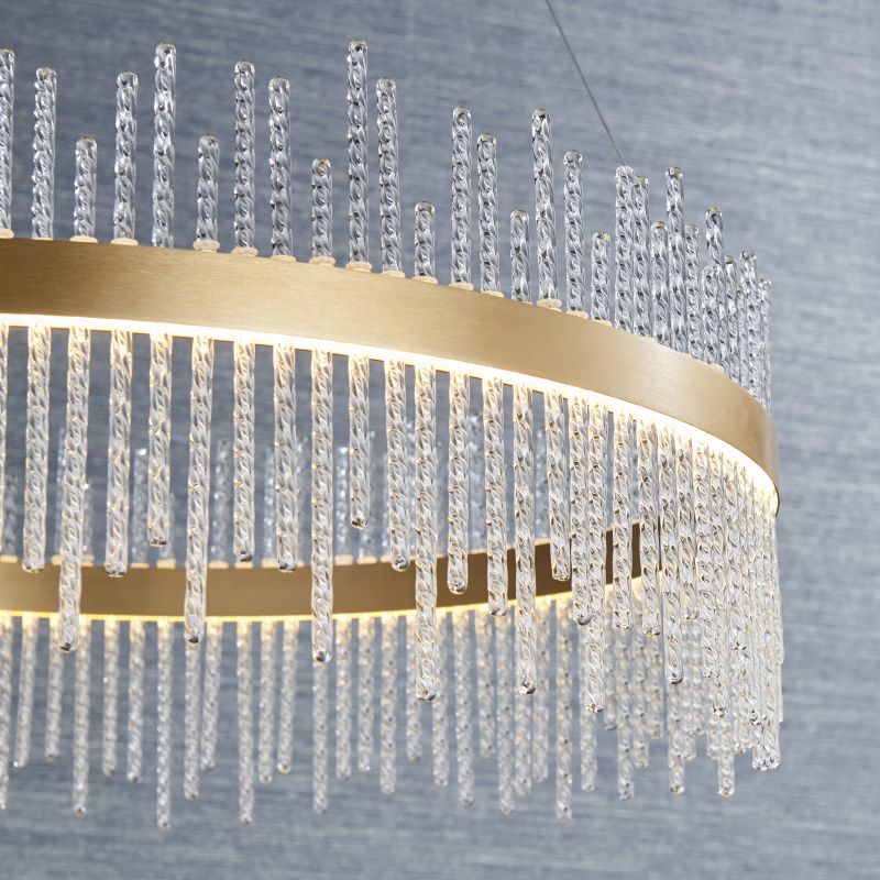 Ambience-71738 - Cortez - LED Brushed Gold Pendant with Twisted Glass Rods