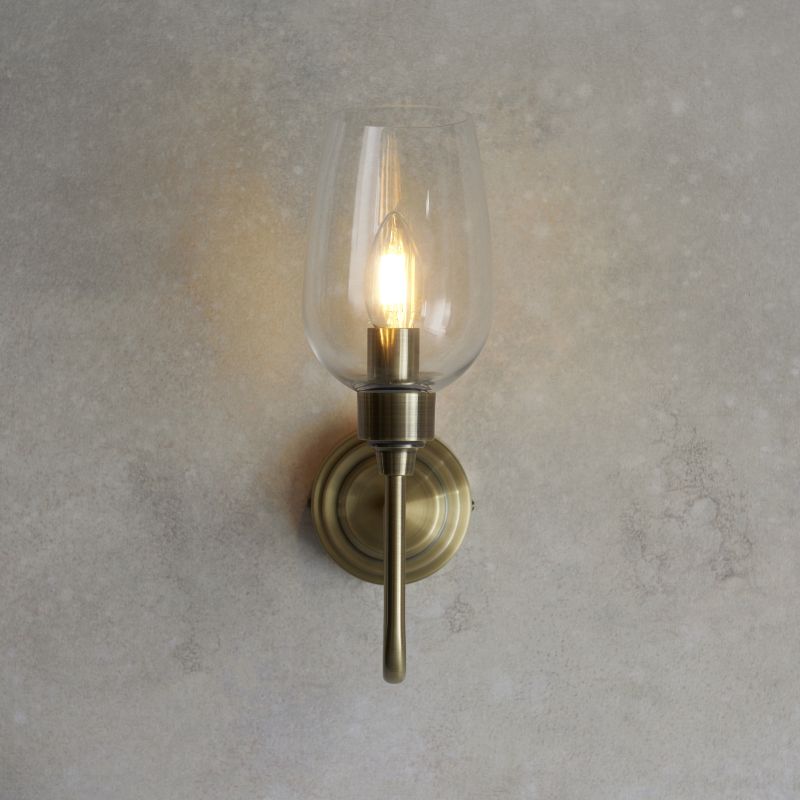 Ambience-71741 - Astrid - Antique Brass Wall Lamp with Clear Glass