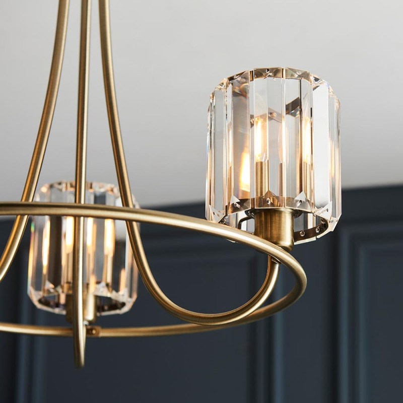 Endon-107801 - Berenice - Antique Brass 3 Light Centre Fitting with Crystal