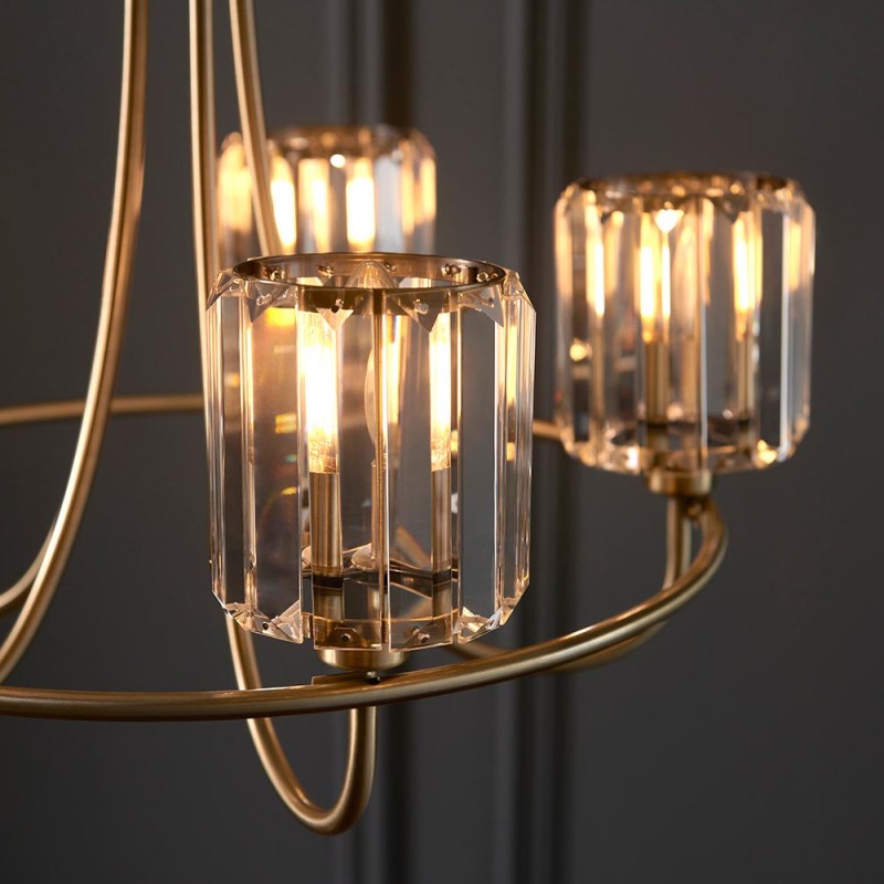 Endon-107802 - Berenice - Antique Brass 5 Light Centre Fitting with Crystal