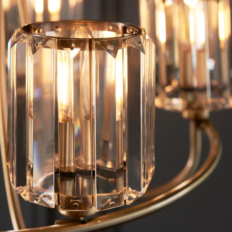 Endon-107802 - Berenice - Antique Brass 5 Light Centre Fitting with Crystal