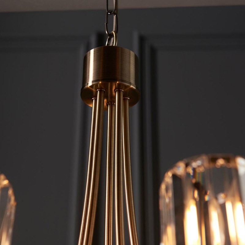 Endon-107802 - Berenice - Antique Brass 5 Light Centre Fitting with Crystal
