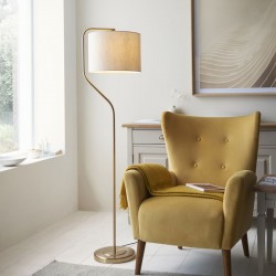 Clement - Brushed Aged Brass Floor Lamp with Natural Linen Shade Clement - Brushed Aged Brass Floor Lamp with Natural Linen Shade