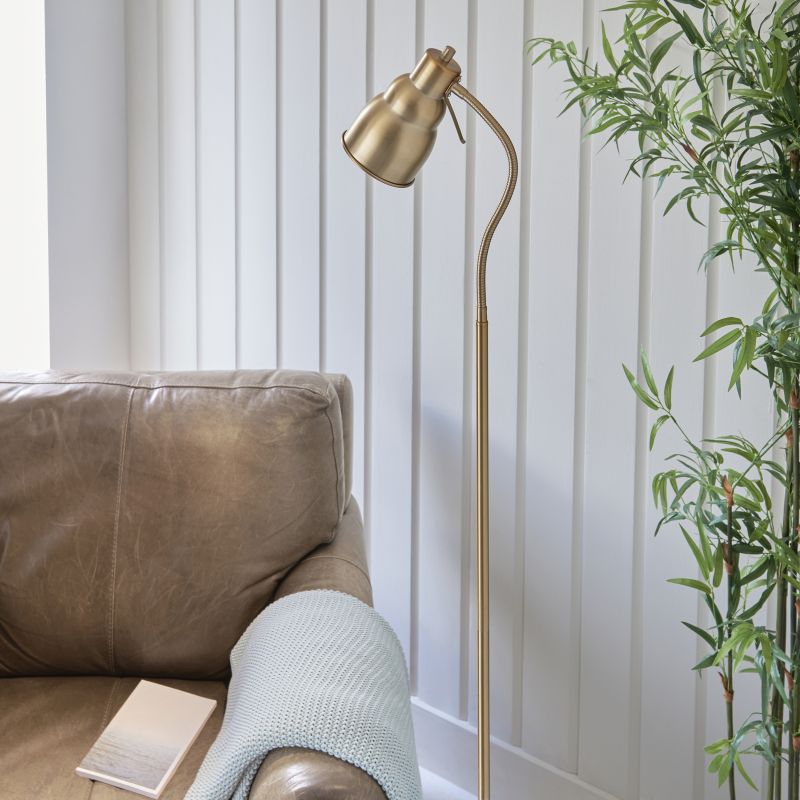 Endon-108126 - Classic Flexi Reader Floor - Brushed Aged Brass Floor Lamp