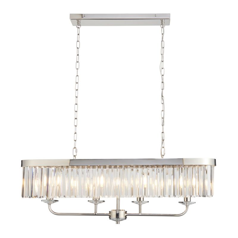 Ambience-109058 - Mephisto - Bright Nickel 4 Light over Island Fitting with Clear Crystal