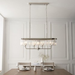 Mephisto - Bright Nickel 4 Light over Island Fitting with Clear Crystal Mephisto - Bright Nickel 4 Light over Island Fitting with Clear Crystal