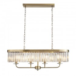 Mephisto - Antique Brass 4 Light over Island Fitting with Clear Crystal Mephisto - Antique Brass 4 Light over Island Fitting with Clear Crystal