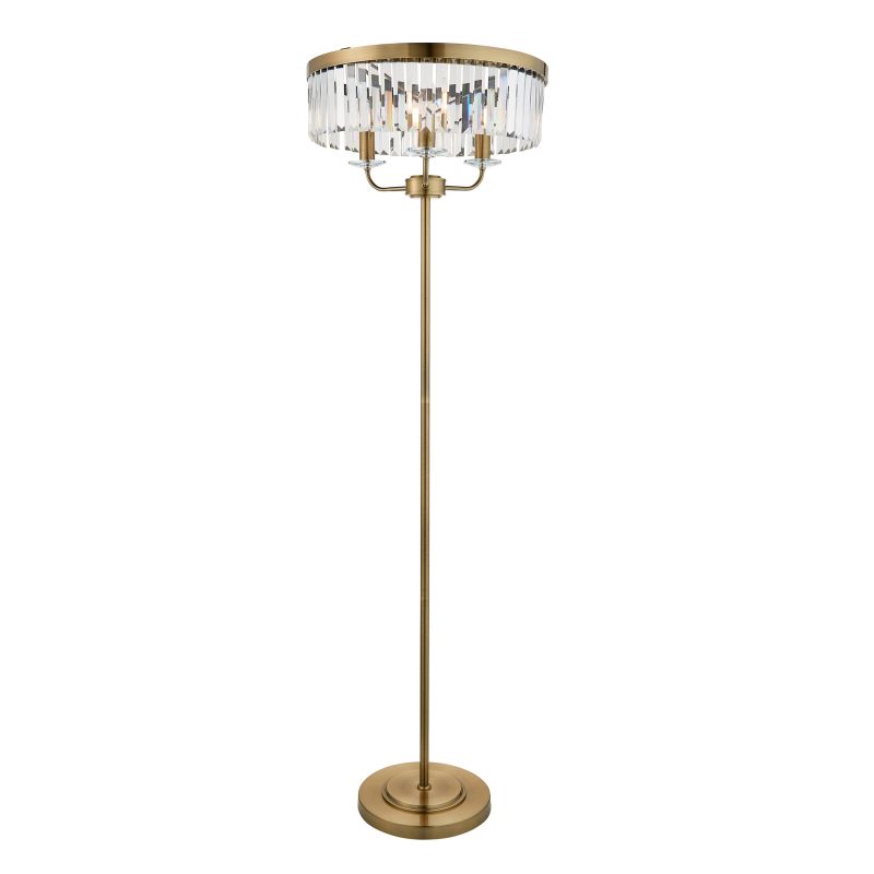 Ambience-110644 - Mephisto - Antique Brass 3 Light Floor Lamp with Clear Crystal