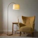 Carlson - Warm Brass Floor Lamp with Natural Linen Shade