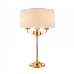 Highclere - Vintage Brass 3 Light Table Lamp with Natural Linen Shade Highclere - Vintage Brass 3 Light Table Lamp with Natural Linen Shade