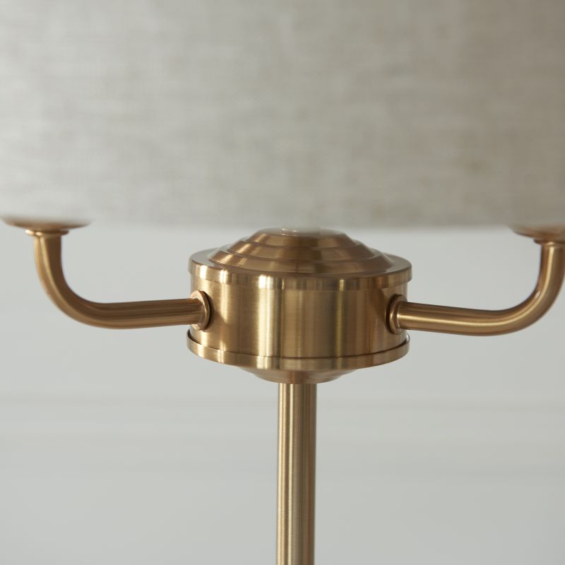 Endon-110721 - Highclere - Vintage Brass 3 Light Table Lamp with Natural Linen Shade