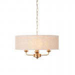 Highclere - Vintage Brass 3 Light Pendant with Natural Linen Shade Highclere - Vintage Brass 3 Light Pendant with Natural Linen Shade