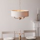 Endon-110723 - Highclere - Vintage Brass 3 Light Pendant with Natural Linen Shade