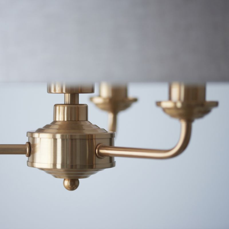 Endon-110723 - Highclere - Vintage Brass 3 Light Pendant with Natural Linen Shade