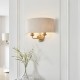 Endon-110726 - Highclere - Vintage Brass 2 Light Wall Lamp with Natural Linen Shade