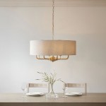 Highclere - Vintage Brass 8 Light Pendant with Natural Linen Shade Highclere - Vintage Brass 8 Light Pendant with Natural Linen Shade