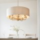 Endon-110727 - Highclere - Vintage Brass 8 Light Pendant with Natural Linen Shade