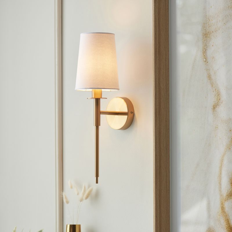 Ambience-110738 - Envy - Vintage Brass Wall Lamp with White Shade