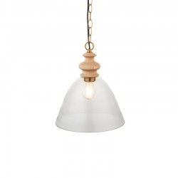 Cotswold - Wooden & Aged Brass Pendant with Clear Glass Cotswold - Wooden & Aged Brass Pendant with Clear Glass