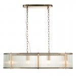 Ridgeton - Antique Brass 4 Light over Island Fitting with Ribbed Glass Ridgeton - Antique Brass 4 Light over Island Fitting with Ribbed Glass