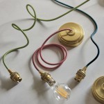 Eltham - Brushed Aged Brass Suspension B22 with Blue Cable