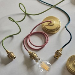 Eltham - Brushed Aged Brass Suspension B22 with Red Cable Eltham - Brushed Aged Brass Suspension B22 with Red Cable