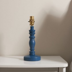 Bibury - Base Only - Satin Marlin Blue Wooden Table Lamp Bibury - Base Only - Satin Marlin Blue Wooden Table Lamp
