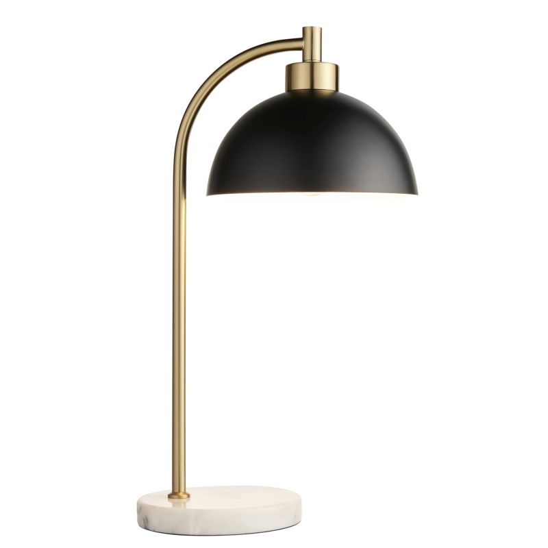 Endon-112210 - Buchanan - Antique Brass & Marble Table Lamp with Black Shade