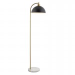 Buchanan - Antique Brass & Marble Floor Lamp with Black Shade