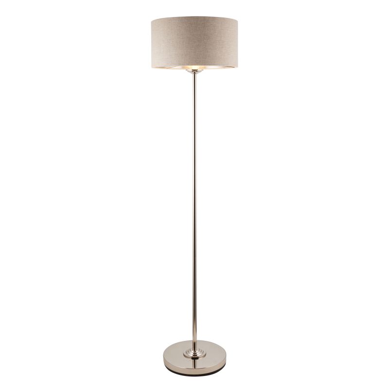 Endon-112232 - Highclere - Brushed Chrome Floor Lamp with Natural Linen Shade