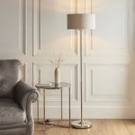 Highclere - Brushed Chrome Floor Lamp with Natural Linen Shade Highclere - Brushed Chrome Floor Lamp with Natural Linen Shade