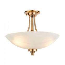 Welles - Brushed Aged Brass 3 Light Semi-Flush with White Glass Welles - Brushed Aged Brass 3 Light Semi-Flush with White Glass