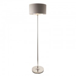 Highclere - Bright Nickel Floor Lamp with Charcoal Linen Shade Highclere - Bright Nickel Floor Lamp with Charcoal Linen Shade