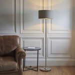 Highclere - Bright Nickel Floor Lamp with Charcoal Linen Shade Highclere - Bright Nickel Floor Lamp with Charcoal Linen Shade