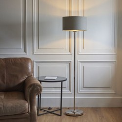 Highclere - Bright Nickel Floor Lamp with Charcoal Linen Shade Highclere - Bright Nickel Floor Lamp with Charcoal Linen Shade