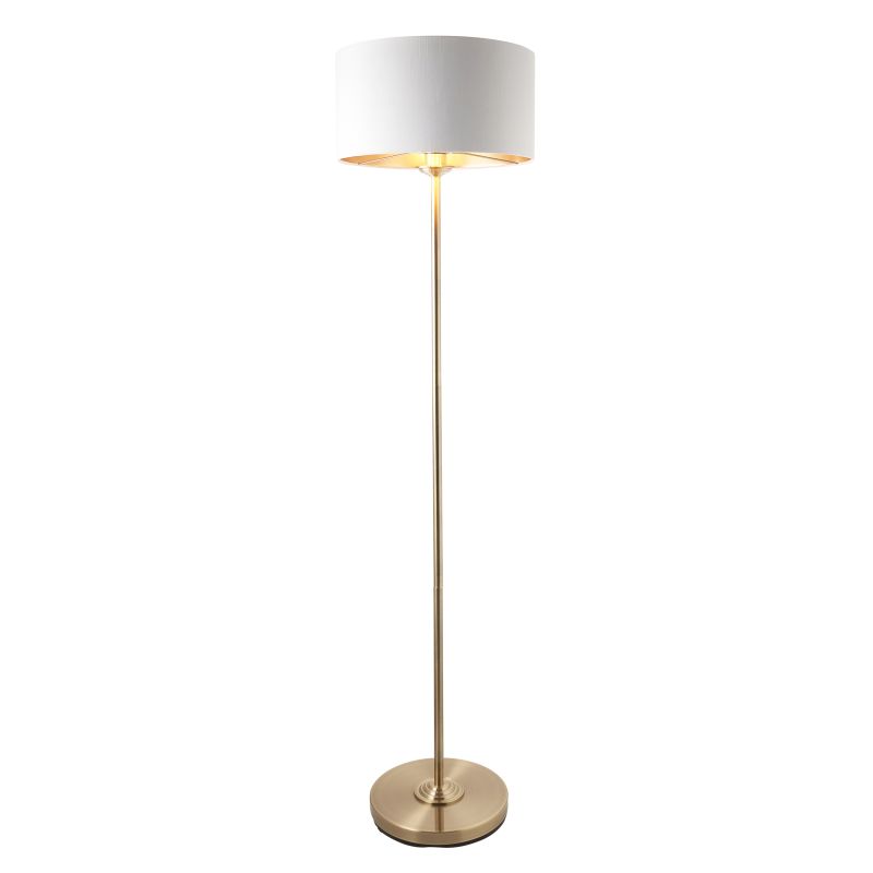 Endon-112571 - Highclere - Antique Brass Floor Lamp with Vintage White Shade