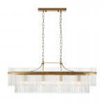 Marietta - Antique Brass 4 Light over Island Fitting with Clear Glass Rods Marietta - Antique Brass 4 Light over Island Fitting with Clear Glass Rods