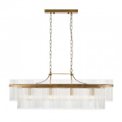 Marietta - Antique Brass 4 Light over Island Fitting with Clear Glass Rods Marietta - Antique Brass 4 Light over Island Fitting with Clear Glass Rods
