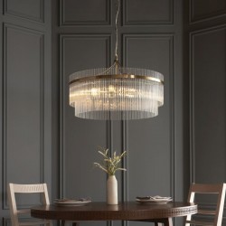 Marietta - Antique Brass 7 Light Centre Fitting with Clear Glass Rods Marietta - Antique Brass 7 Light Centre Fitting with Clear Glass Rods