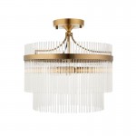 Marietta - Antique Brass 3 Light Semi Flush with Clear Glass Rods Marietta - Antique Brass 3 Light Semi Flush with Clear Glass Rods