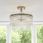 Marietta - Antique Brass 3 Light Semi Flush with Clear Glass Rods Marietta - Antique Brass 3 Light Semi Flush with Clear Glass Rods