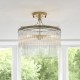 Endon-112575 - Marietta - Antique Brass 3 Light Semi Flush with Clear Glass Rods