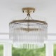 Endon-112575 - Marietta - Antique Brass 3 Light Semi Flush with Clear Glass Rods