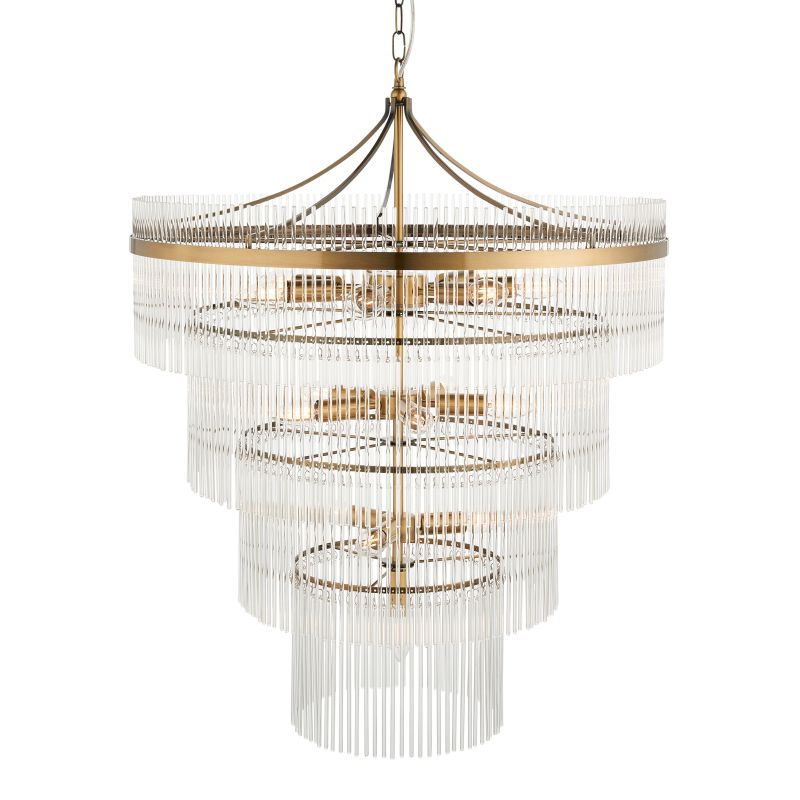 Endon-112576 - Marietta - Antique Brass 16 Light Chandelier with Clear Glass Rods