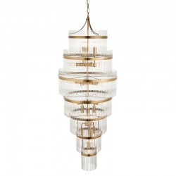 Marietta - Antique Brass 21 Light Chandelier with Clear Glass Rods Marietta - Antique Brass 21 Light Chandelier with Clear Glass Rods