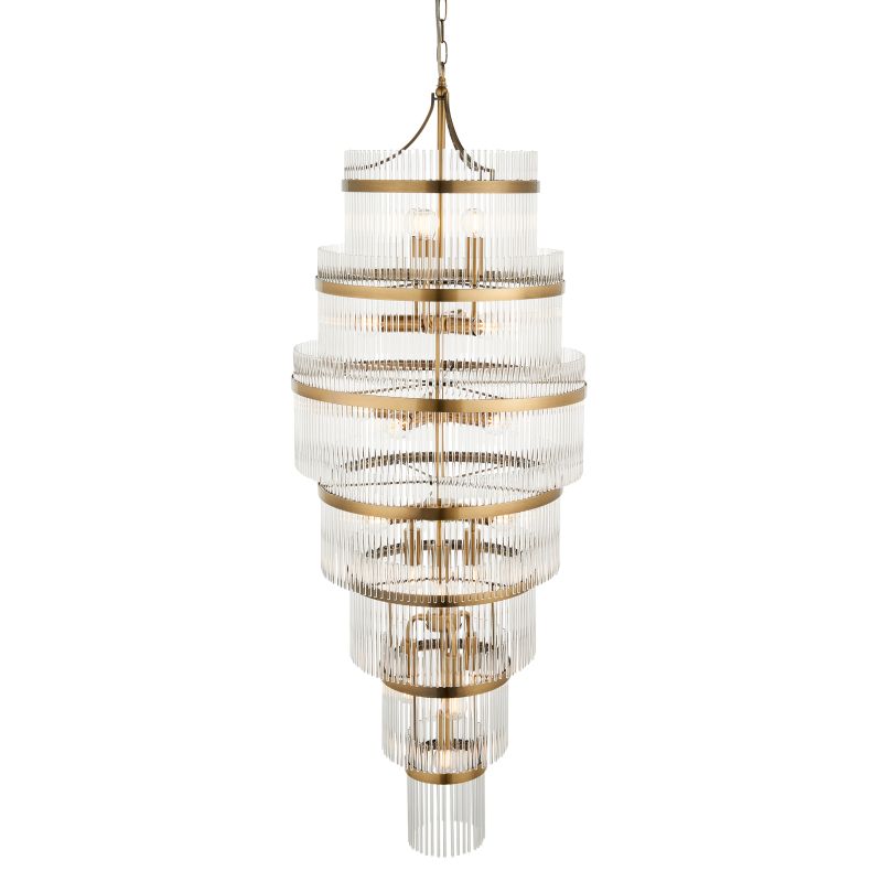 Endon-112793 - Marietta - Antique Brass 21 Light Chandelier with Clear Glass Rods