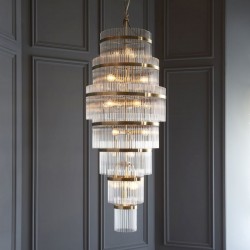 Marietta - Antique Brass 21 Light Chandelier with Clear Glass Rods Marietta - Antique Brass 21 Light Chandelier with Clear Glass Rods