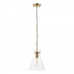 Harlow - Brushed Aged Brass Pendant with Clear Glass